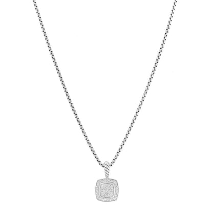 David Yurman Sterling Silver Diamond Pave 7mm Petite Albion Pendant Necklace 1 of 7