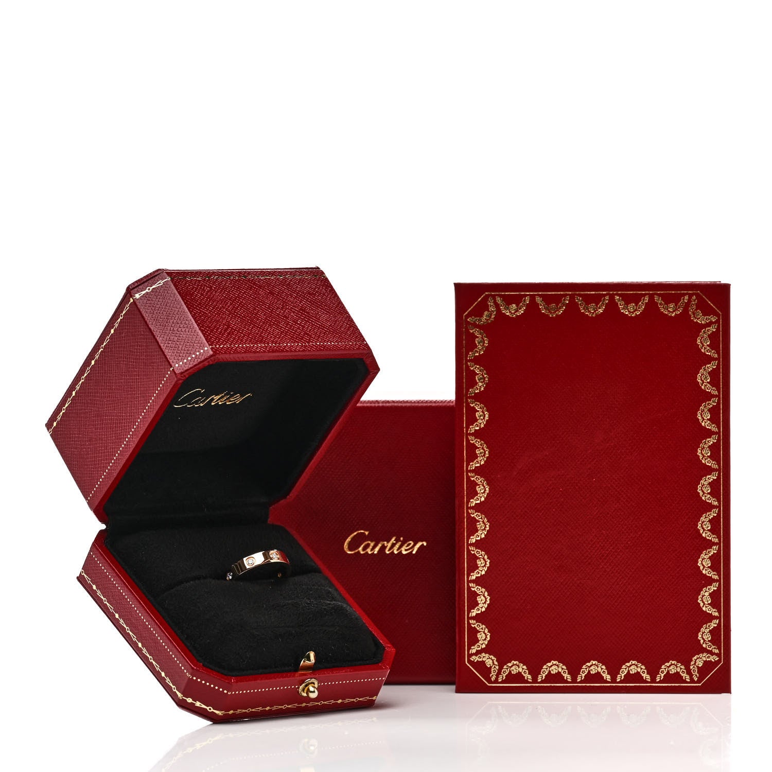 Cartier 18K Pink Gold 8 Diamond 4mm LOVE Wedding Band Ring 55 7.25 5 of 5
