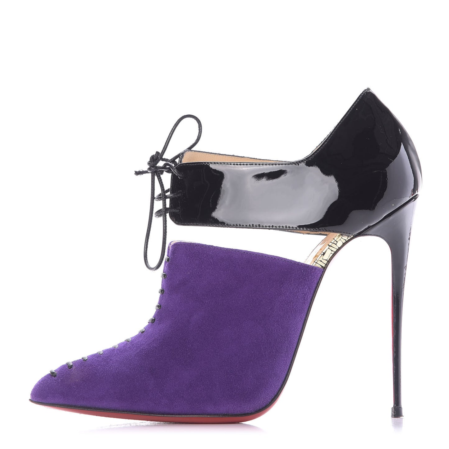 Patent Suede Kid Corsita 120 Ankle Boots 37.5 Violet Black