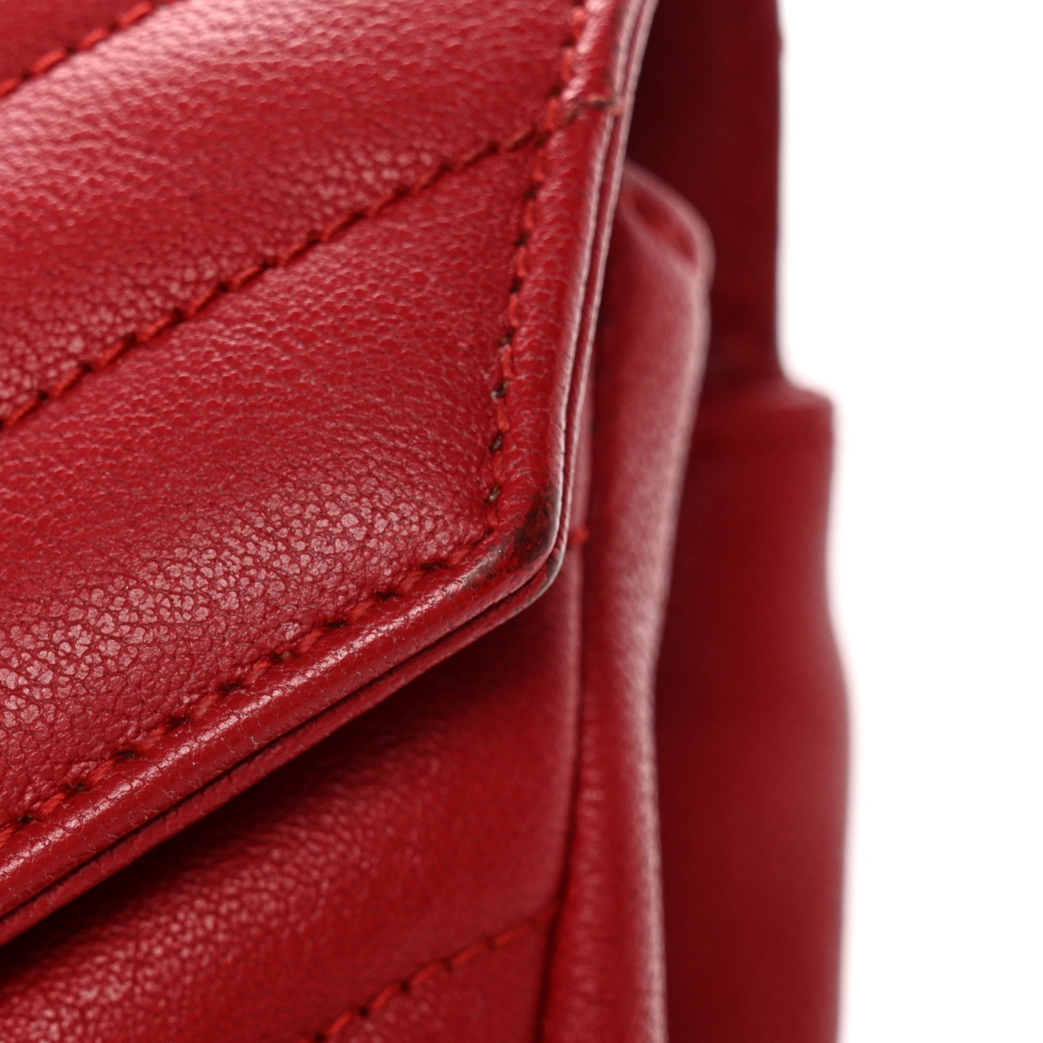 Saint Laurent Sheepskin Matelasse Chevron Monogram Medium College Bag Rouge 11 of 12