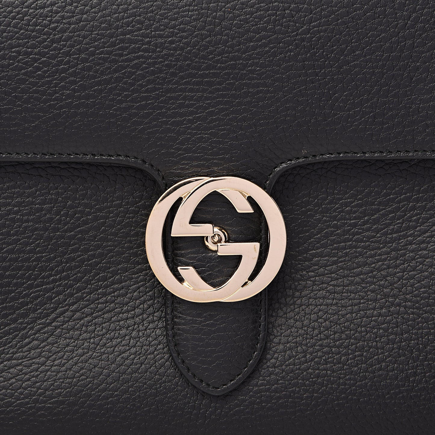 Dollar Calfskin Medium Interlocking G Top Handle Shoulder Bag Black