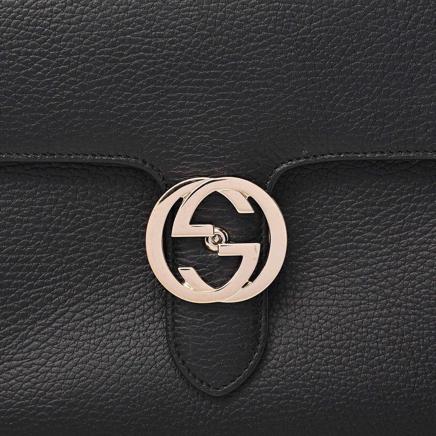 Gucci Dollar Calfskin Medium Interlocking G Top Handle Shoulder Bag Black 10 of 14