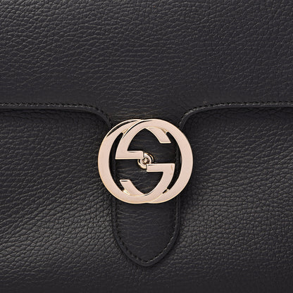 Gucci Dollar Calfskin Medium Interlocking G Top Handle Shoulder Bag Black 10 of 14