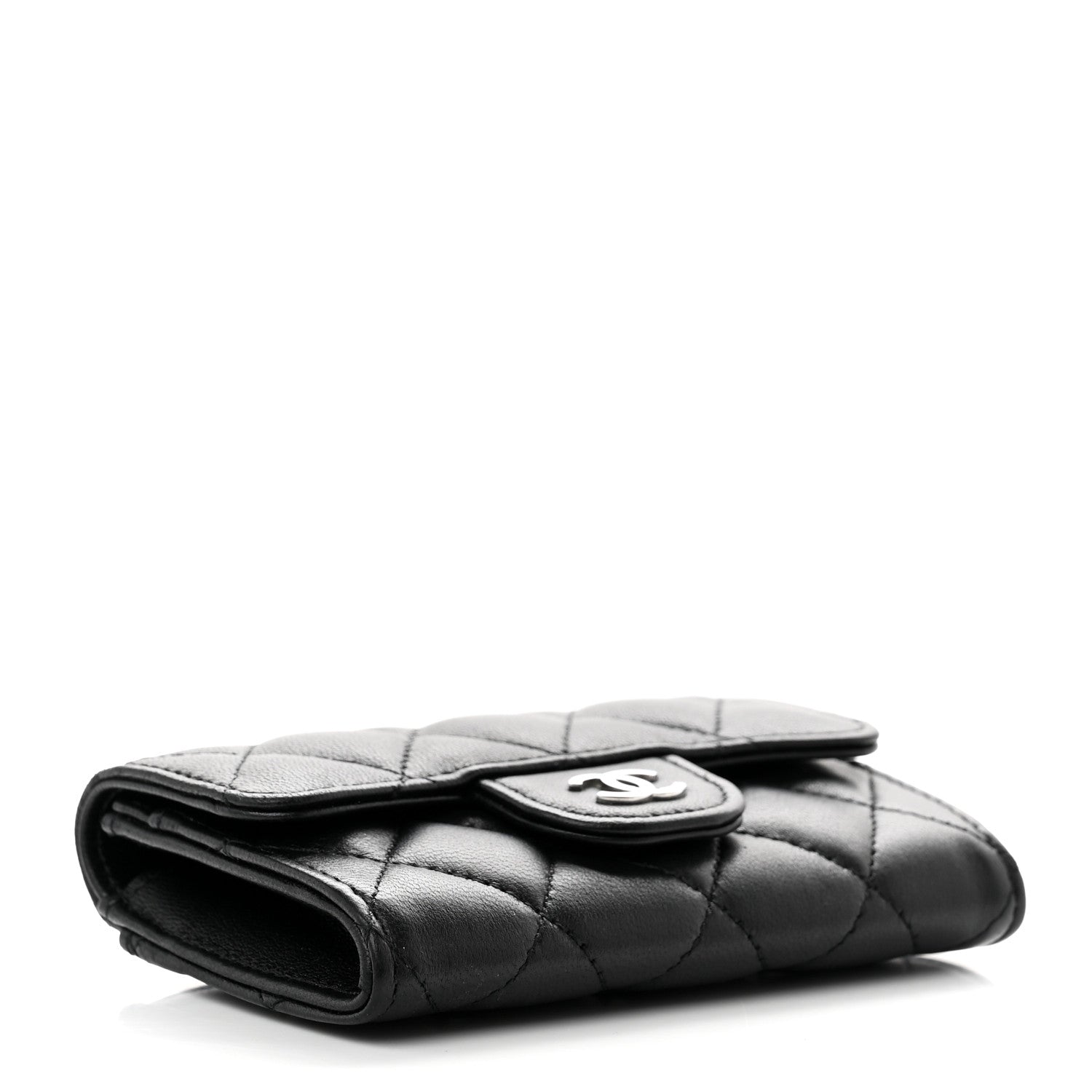 Chanel Lambskin Quilted Flap Card Holder Wallet Black 4 of 10