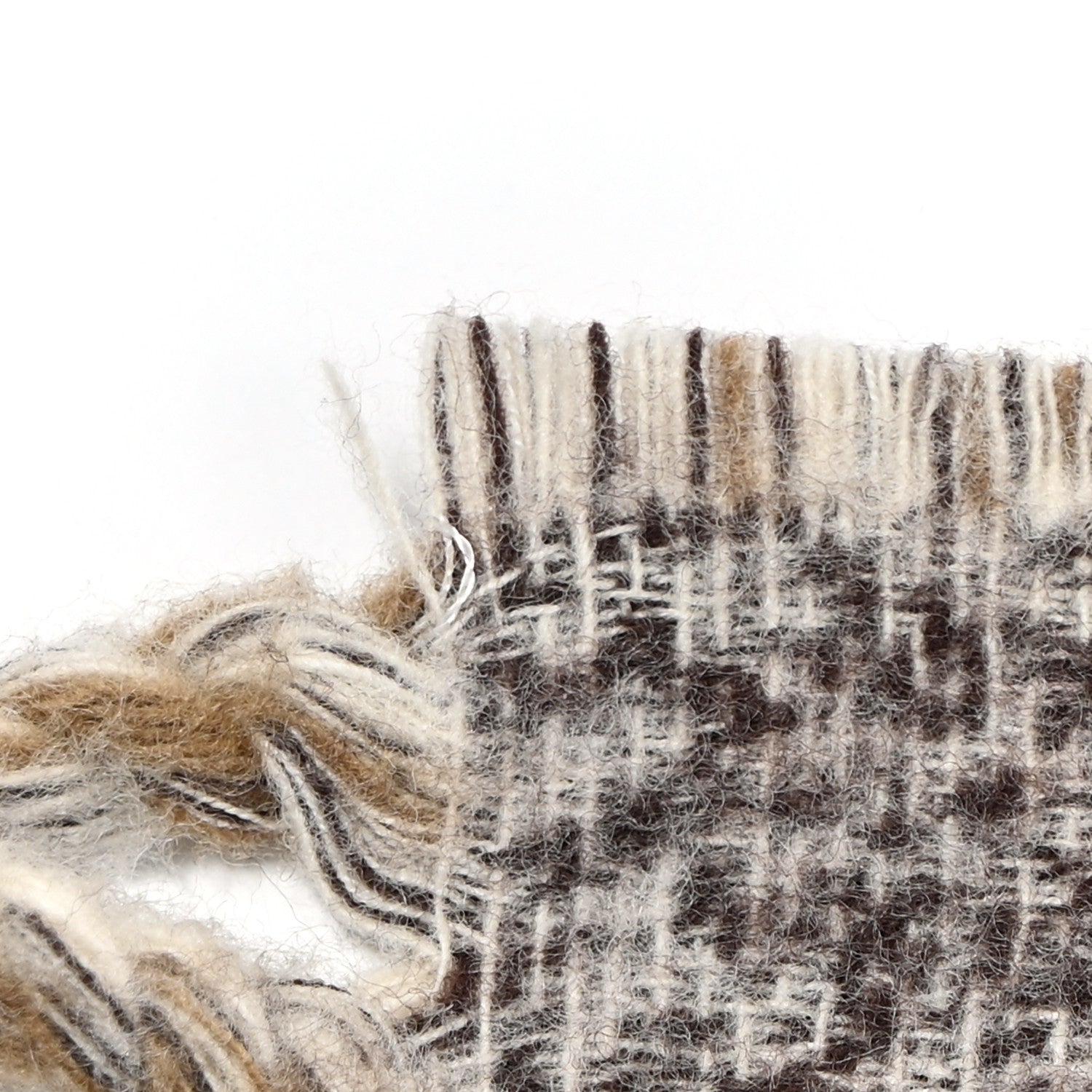 Christian Dior Wool Silk Blend Plaid Fringe Scarf Brown 4 of 5