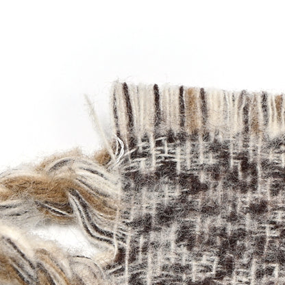 Christian Dior Wool Silk Blend Plaid Fringe Scarf Brown 4 of 5