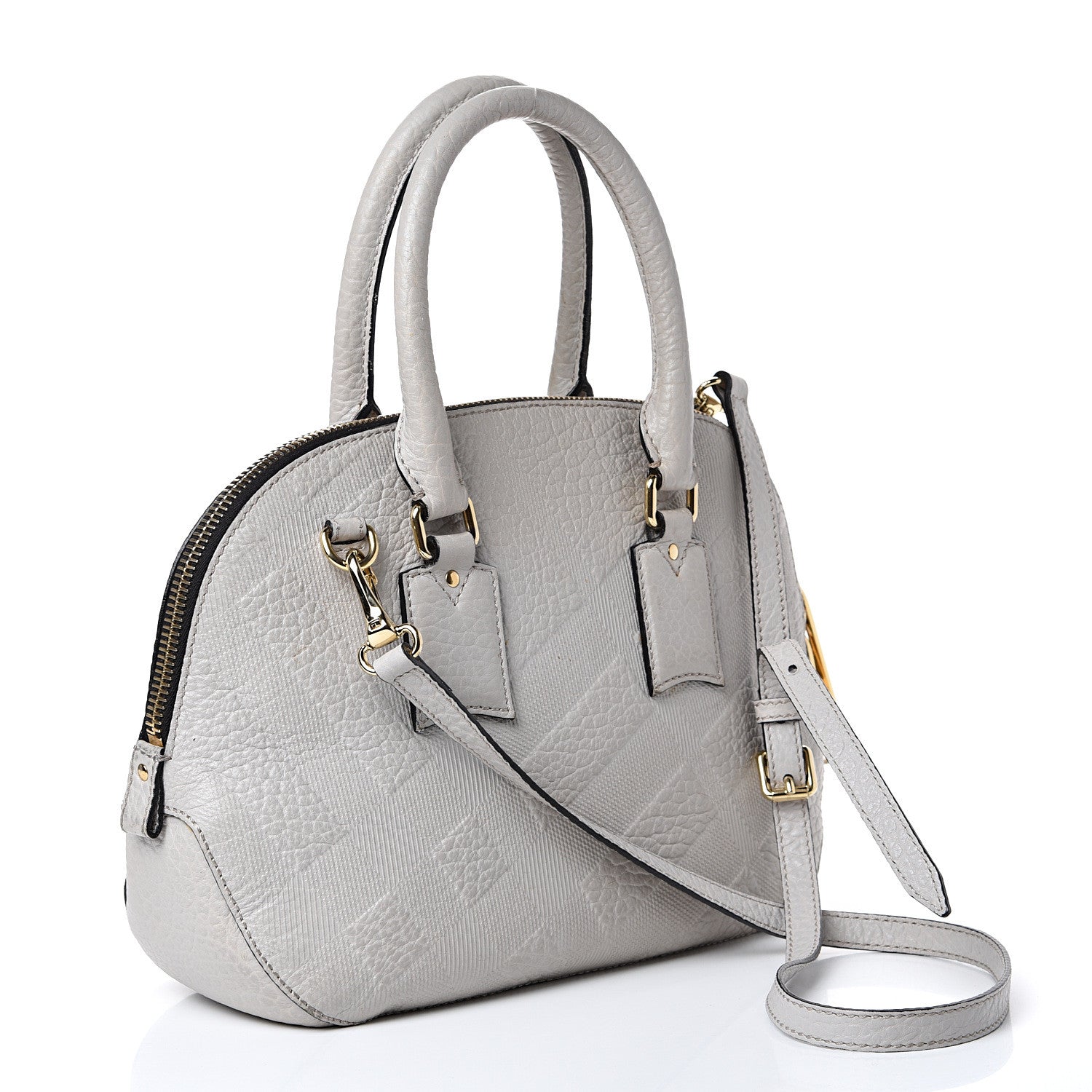 Burberry Heritage Grain Check Embossed Small Orchard Bowling Bag Pale Grey 2 of 18