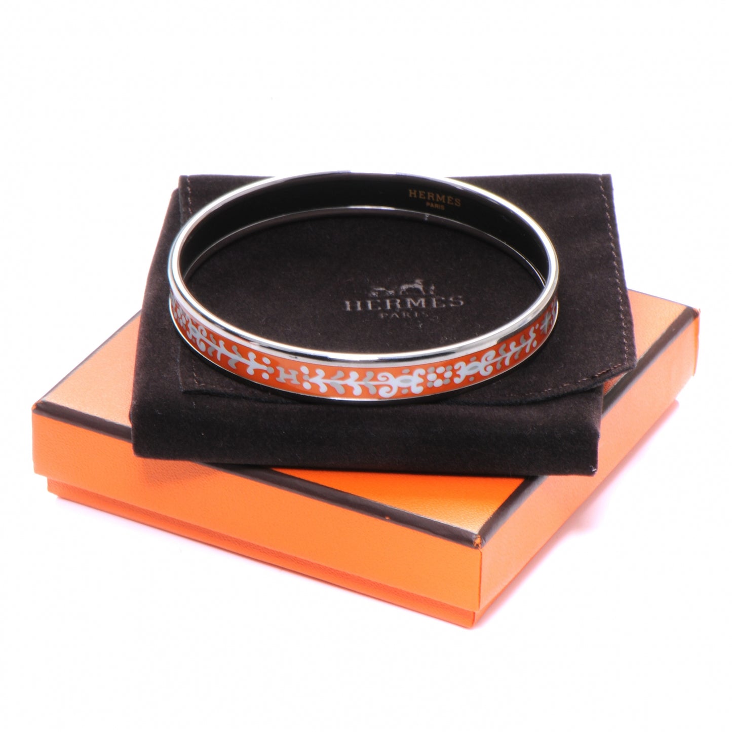 Enamel Narrow Printed Bracelet 70 Orange