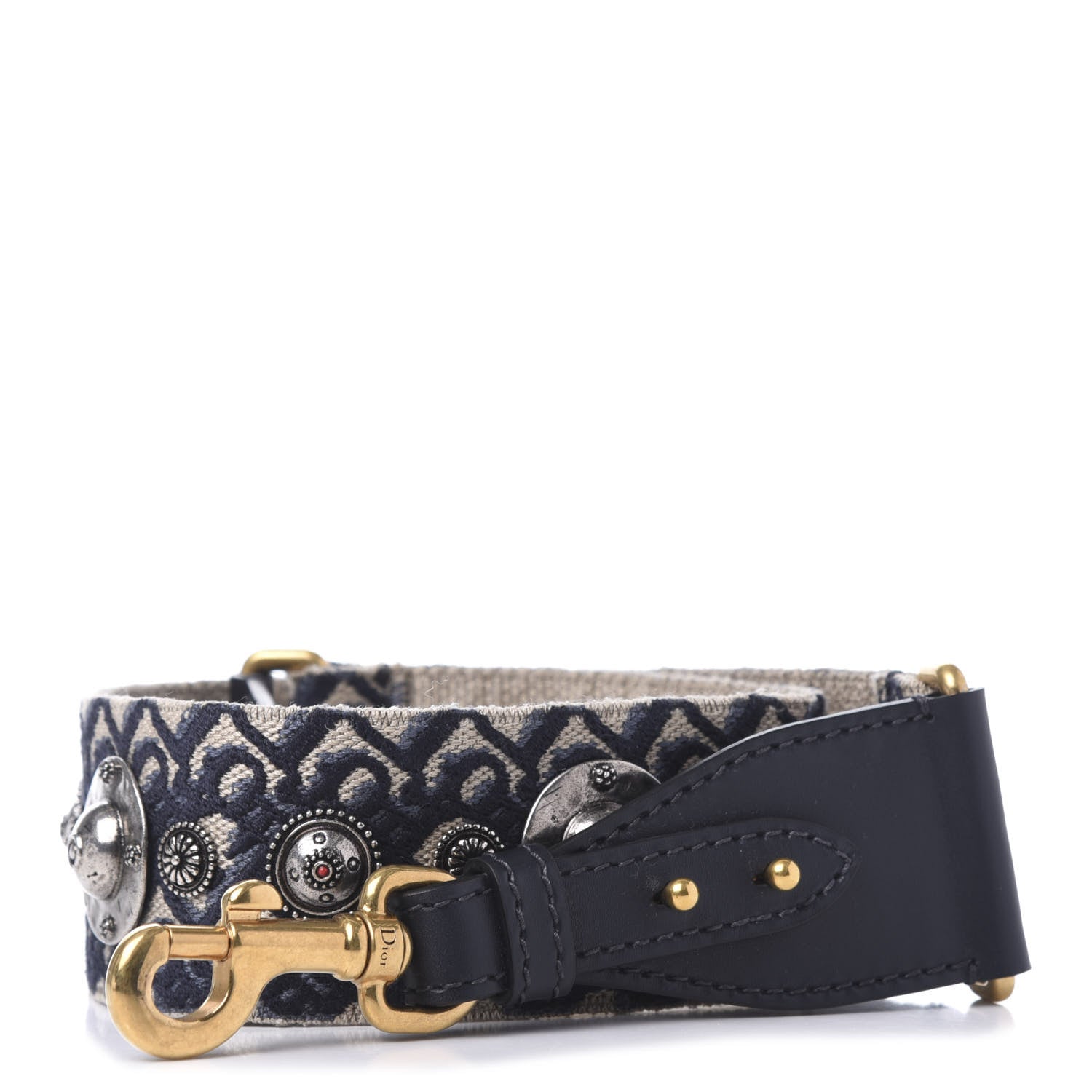 Christian Dior Oblique Studded Shoulder Strap Blue 1 of 4