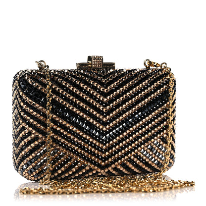 Judith Leiber Swarovski Crystal Minaudiere Clutch Black Gold 2 of 9