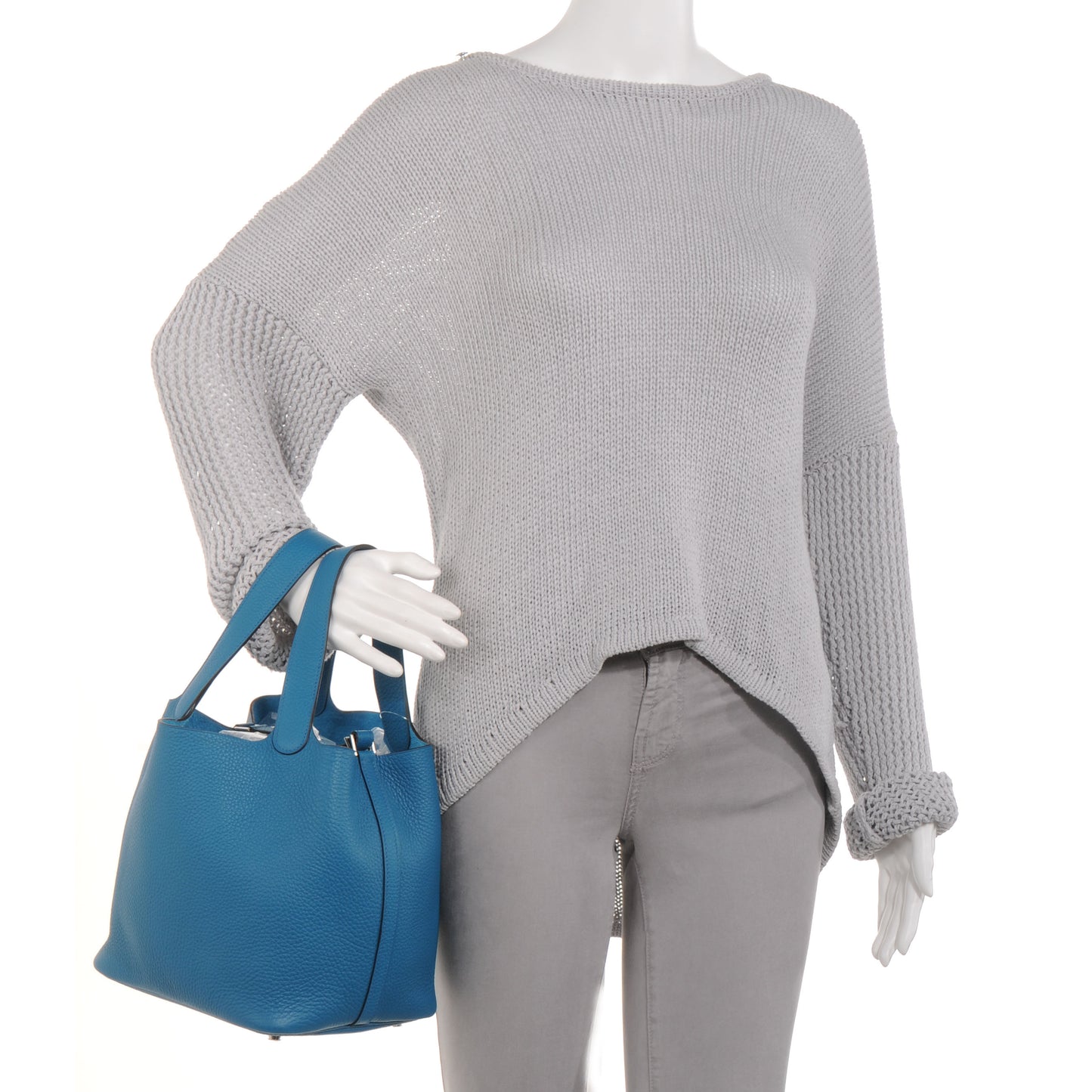 Taurillon Clemence Picotin Lock MM Bleu Izmir