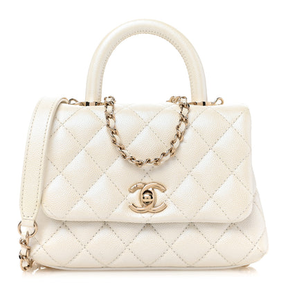 Chanel Iridescent Caviar Quilted Extra Mini Coco Handle Flap White 1 of 10