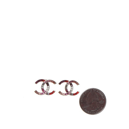 Chanel Crystal Baguette CC Earrings Gold Multicolor 2 of 6