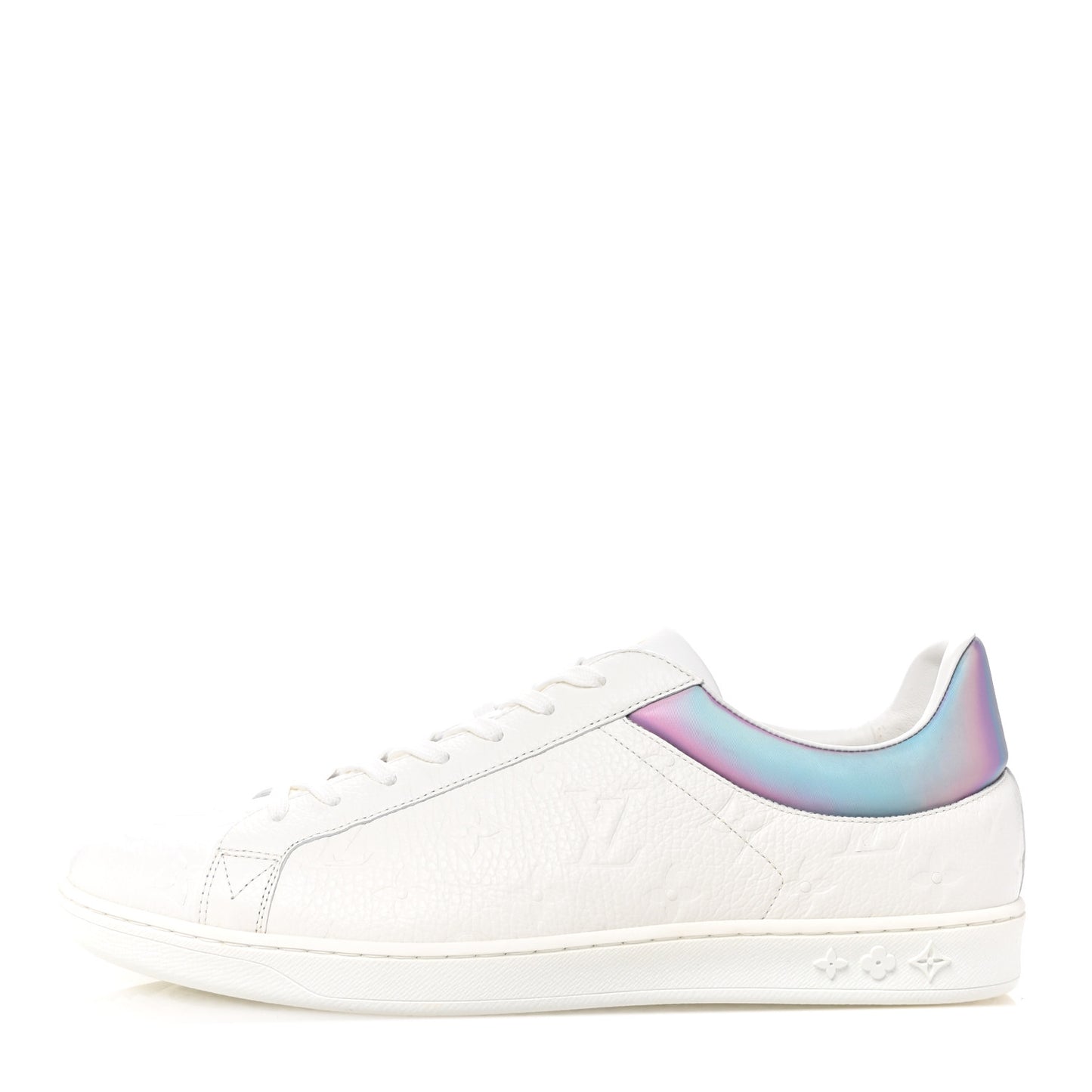 Iridescent Grained Calfskin Embossed Monogram Mens Luxembourg Low Top Sneakers 9.5 White