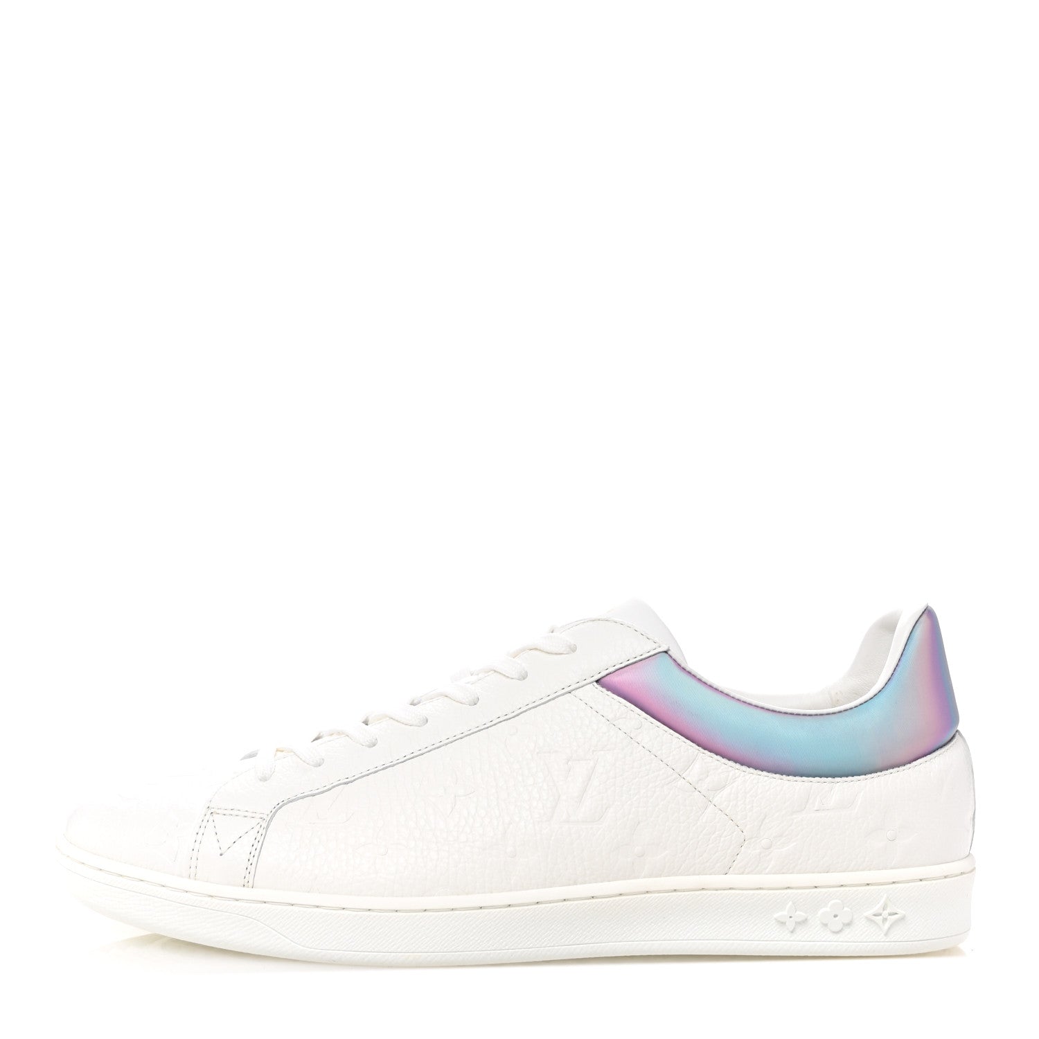 Louis Vuitton Iridescent Grained Calfskin Embossed Monogram Mens Luxembourg Low Top Sneakers 9.5 White 1 of 9