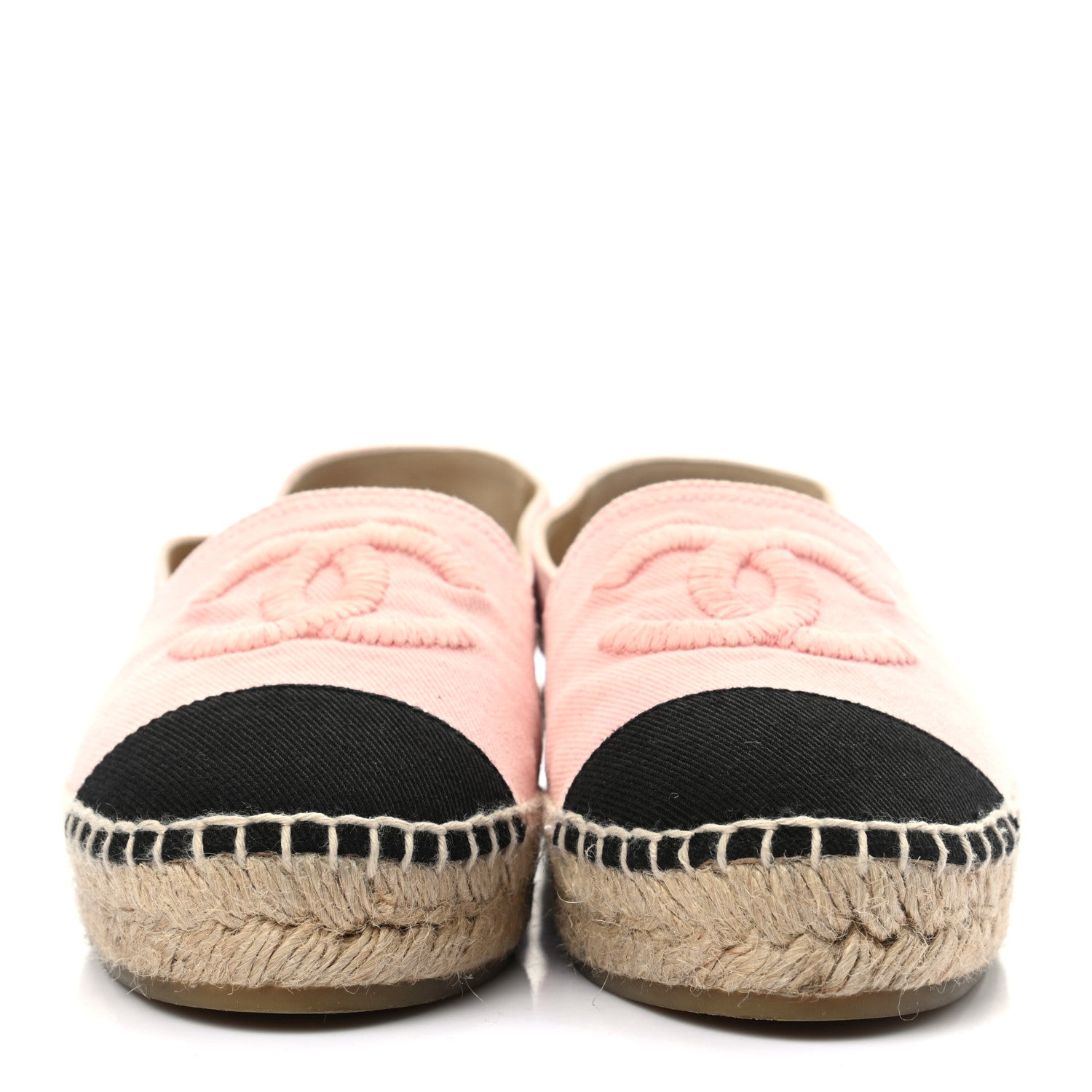 Chanel Denim Toile CC Espadrilles 36 Pink Black 2 of 9