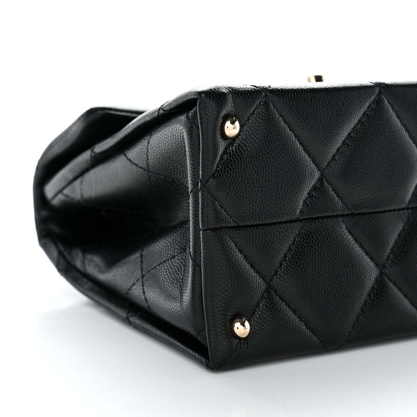 Caviar Quilted Mini Retro Twist Top Handle Flap Black
