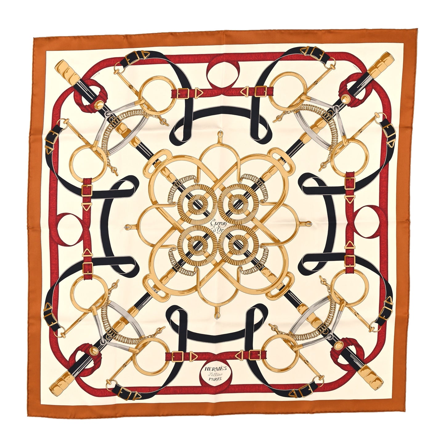 Silk Eperon D'Or Forever Scarf 90 Caramel Creme Or