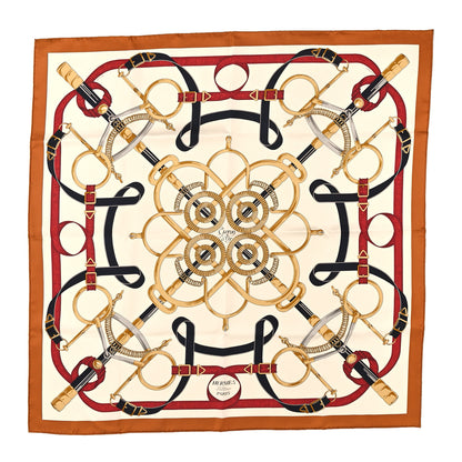 Hermes Silk Eperon D'Or Forever Scarf 90 Caramel Creme Or 1 of 5