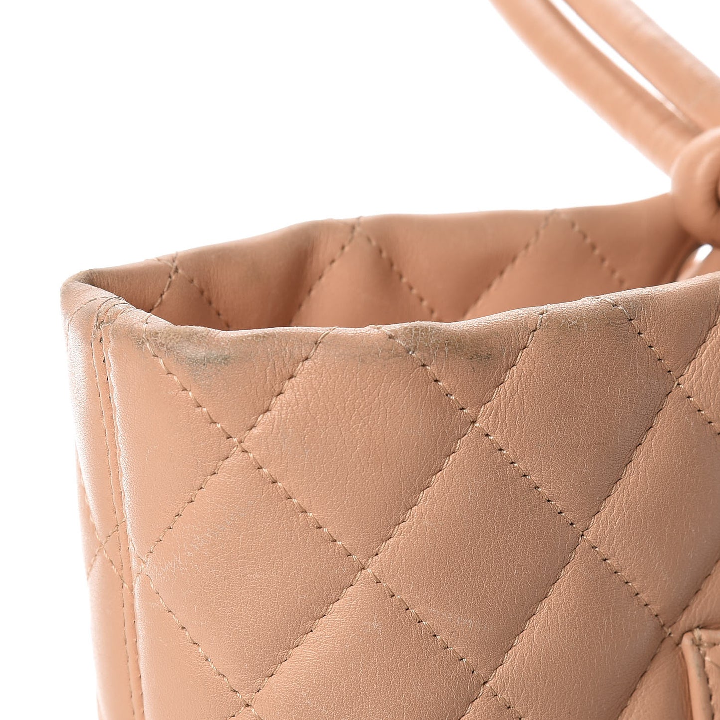 Calfskin Quilted Large Cambon Tote Beige