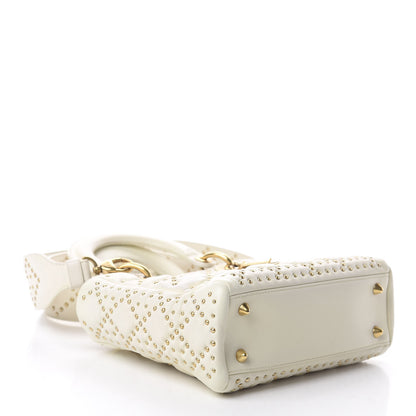 Christian Dior Calfskin Cannage Studded Medium Supple Lady Dior White 3 of 8