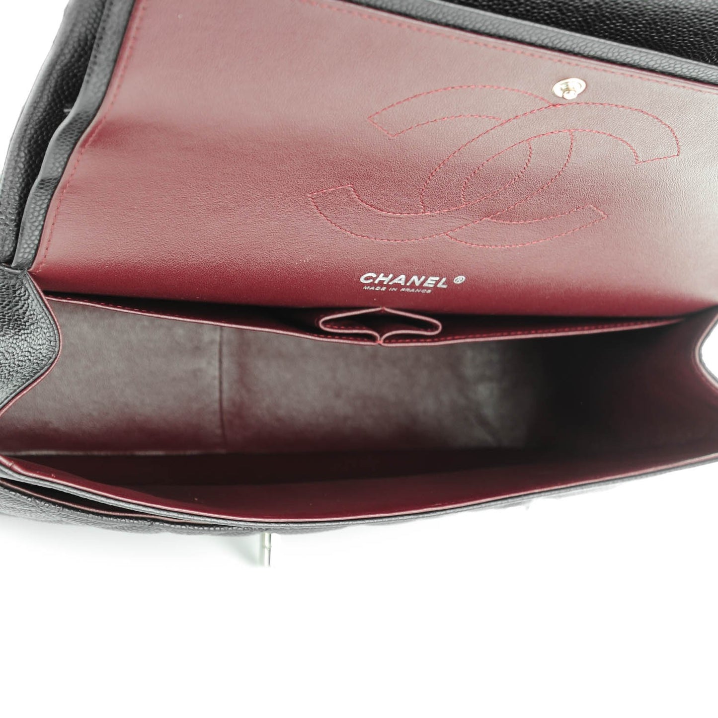 Caviar Quilted Jumbo Double Flap Black