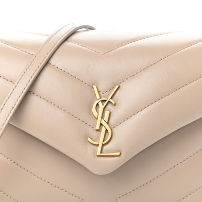 Saint Laurent Calfskin Y Quilted Monogram Toy Loulou Crossbody Bag Dark Beige 7 of 9