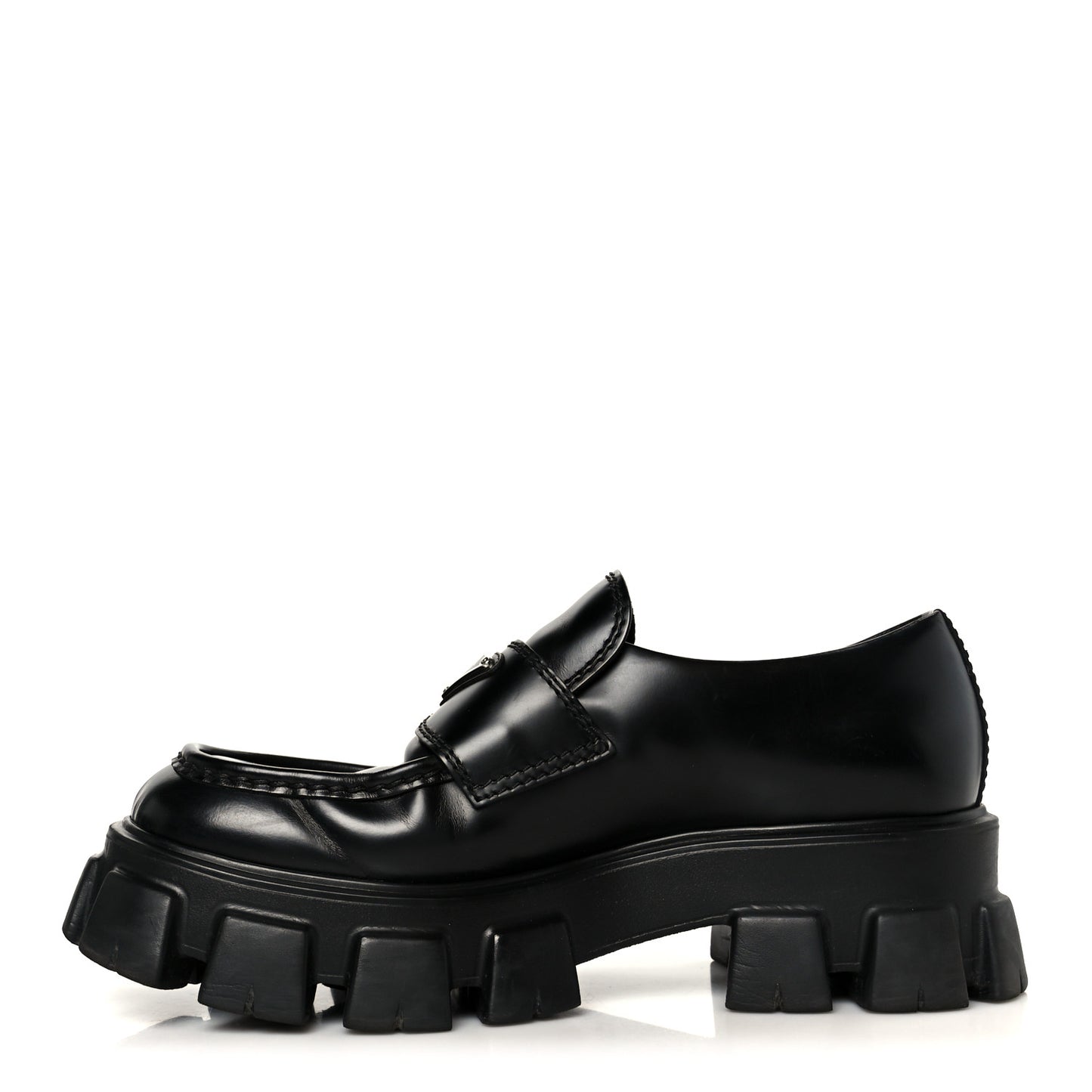 Spazzolato Rois Metal Triangle Logo Mens Monolith 60mm Loafers 8.5 Black