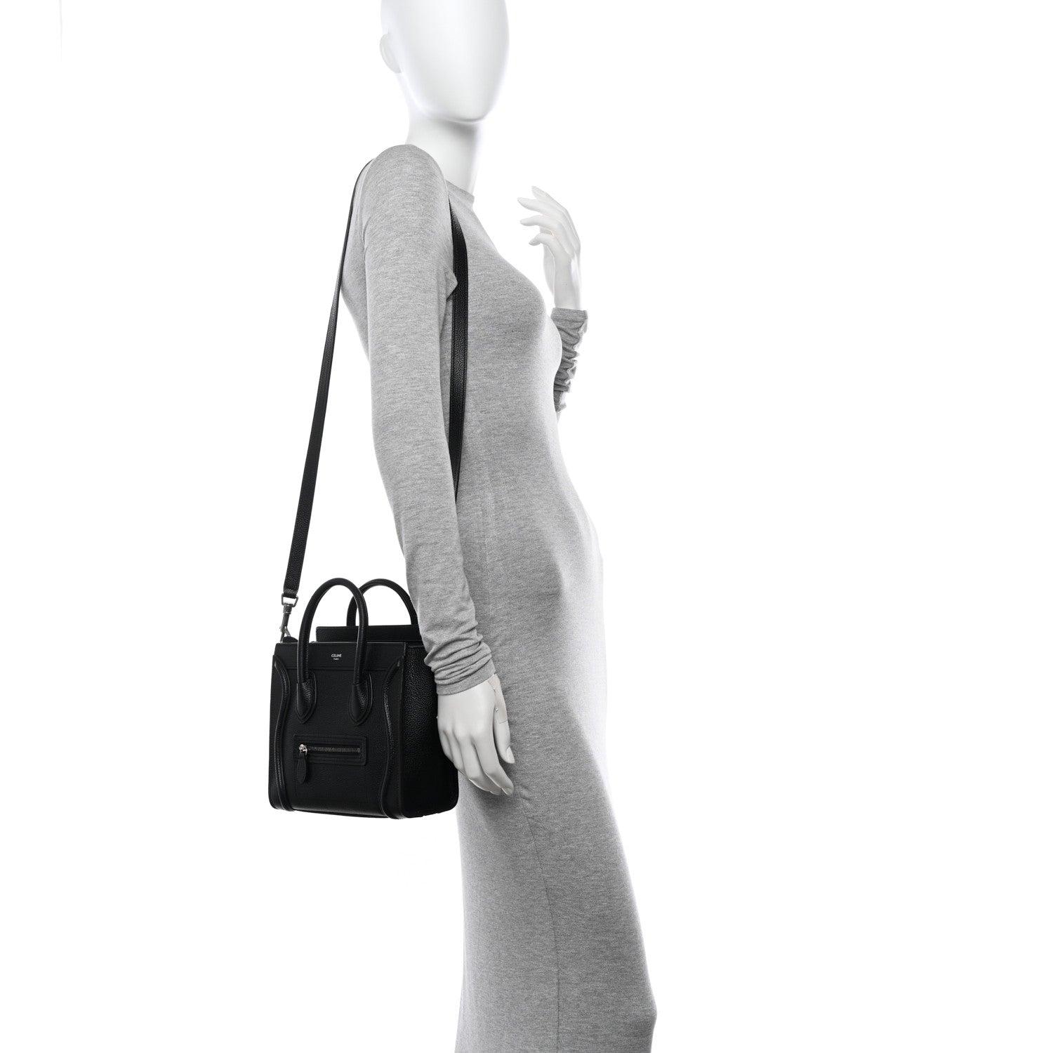 Celine Drummed Calfskin Nano Luggage Black 3 of 11