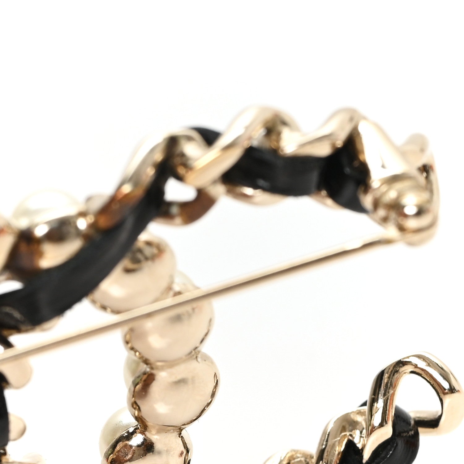 Chanel Lambskin Pearl CC Chain Brooch Black Gold 3 of 4