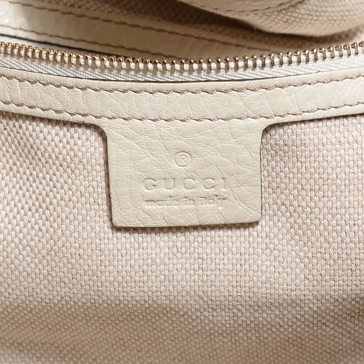 Pebbled Calfskin Large Soho Shoulder Bag Off White