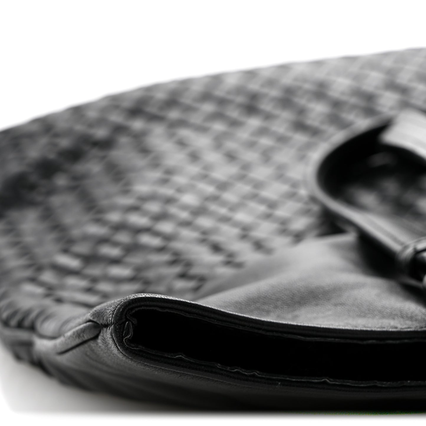 Nappa Intrecciato Flat Shoulder Bag Black