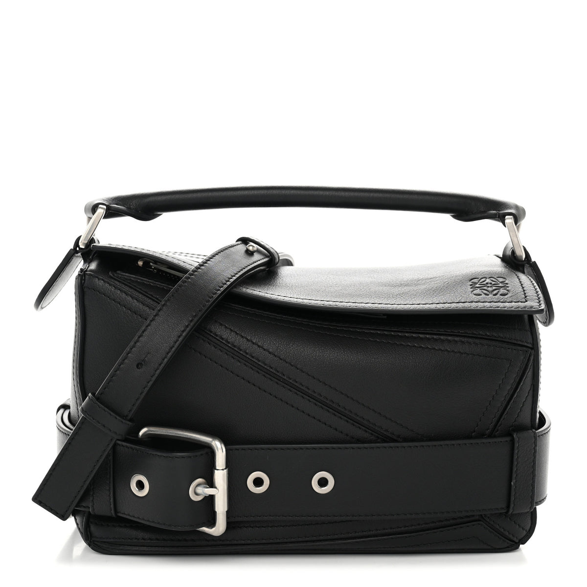 Loewe Shiny Calfskin Small Puzzle Biker Bag Black 1 of 9