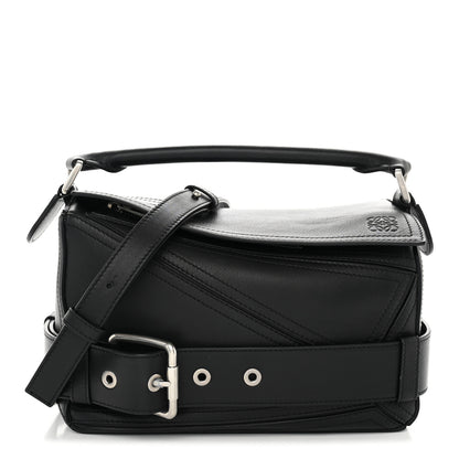 Loewe Shiny Calfskin Small Puzzle Biker Bag Black 1 of 9