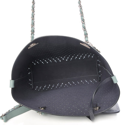 Chanel Perforated Grained Calfskin Large Shopping Tote Green 6 of 15