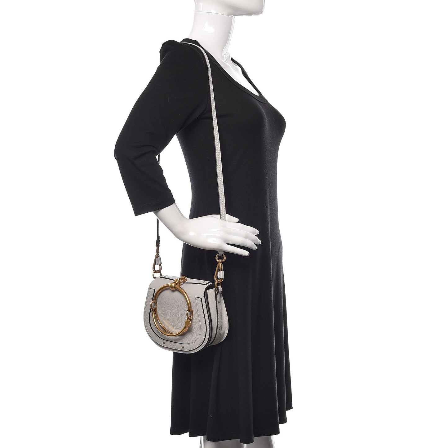 Calfskin Suede Small Nile Bracelet Bag Airy Grey