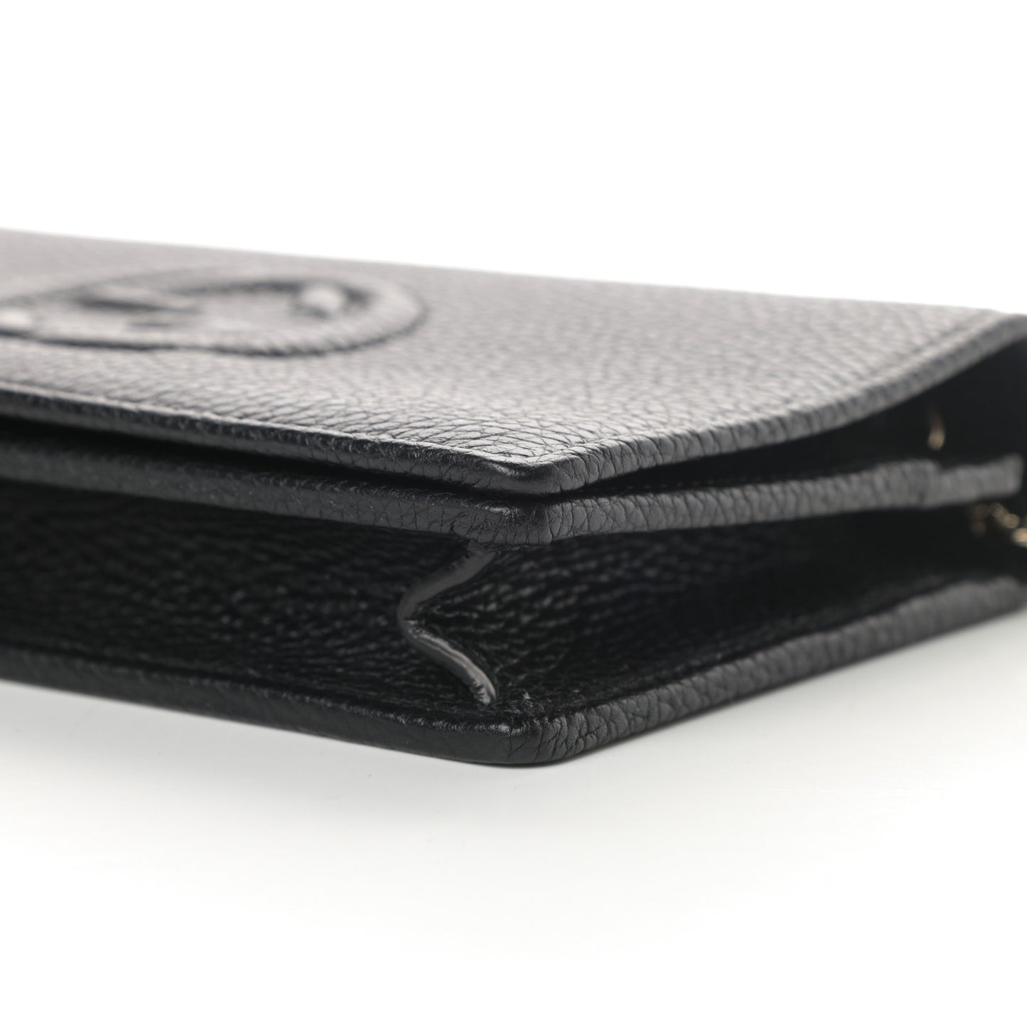 Pebbled Calfskin Soho Wallet on Chain Black