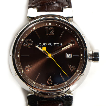 Louis Vuitton Stainless Steel Alligator 39mm Tambour Quartz Watch 5 of 10