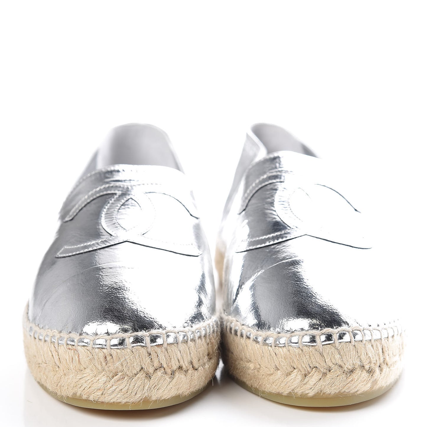 Laminated Goatskin CC Espadrilles 39 Silver