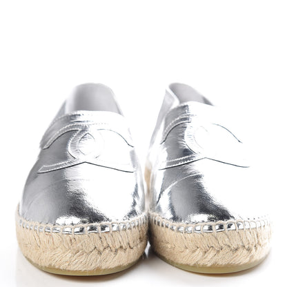 Chanel Laminated Goatskin CC Espadrilles 39 Silver 2 of 11