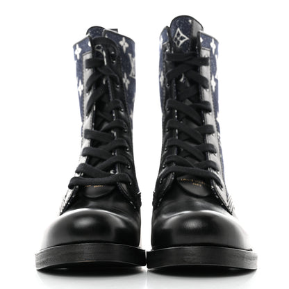 Louis Vuitton Denim Calfskin Metropolis Flat Ranger Boot 39 2 of 8