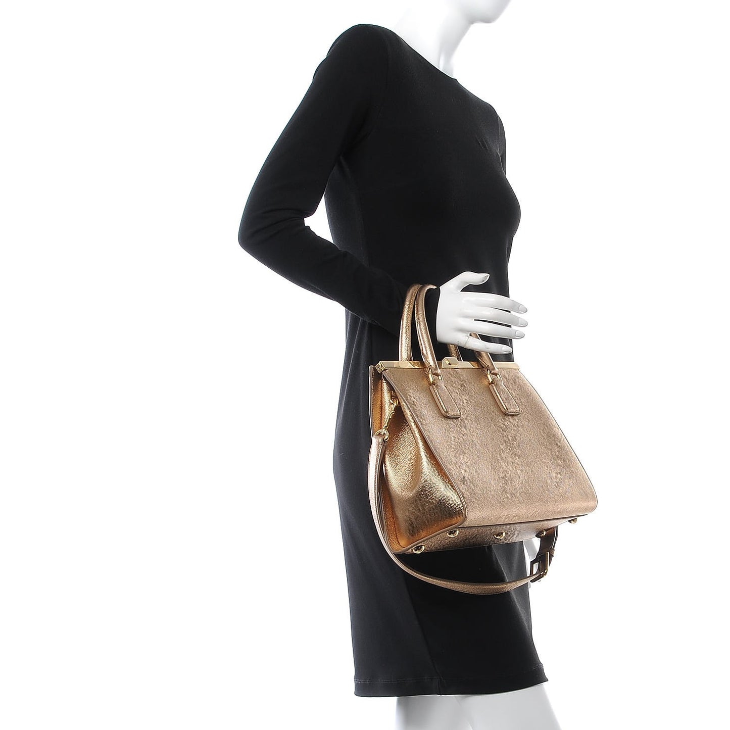 Metallic Dauphine Medium Frame Tote Gold