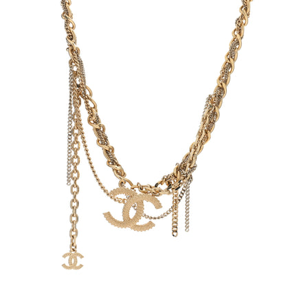 Chanel Metal Chain Link CC Multi Strand Choker Necklace Gold 1 of 4