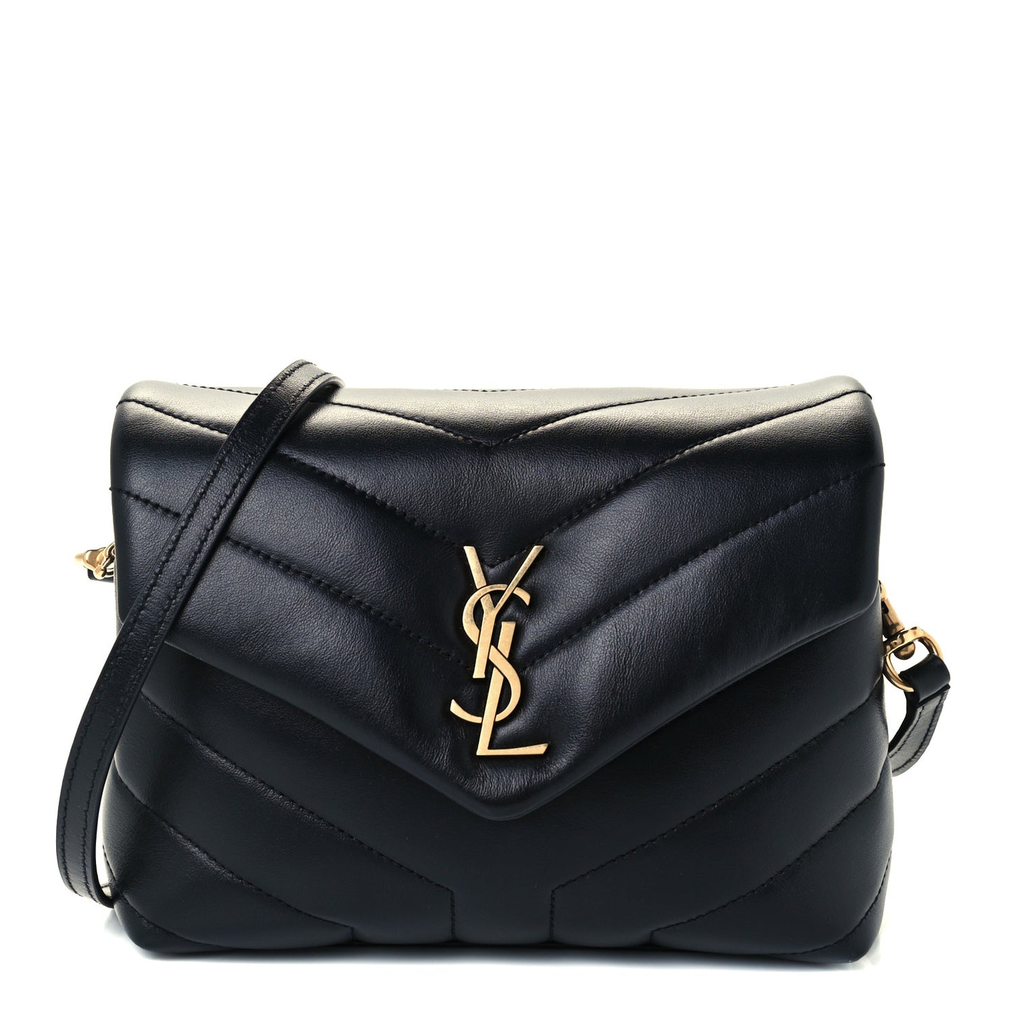 Calfskin Y Quilted Monogram Toy Loulou Crossbody Bag Black