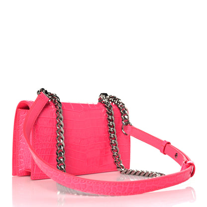 Alexander McQueen Shiny Crocodile Embossed Jeweled Satchel Peony Pink 3 of 10