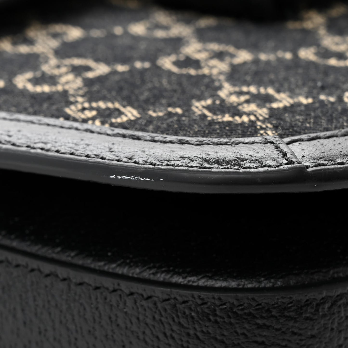 Jacquard Black Denim GG Monogram Textured Dollar Calfskin Horsebit 1955 Shoulder Bag Black Ivory