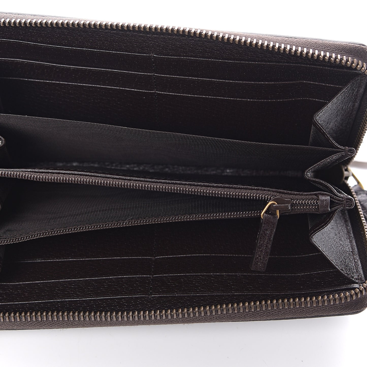 Dollar Calfskin Boar Effect GG Marmont Zip Around Wallet Dark Cocoa