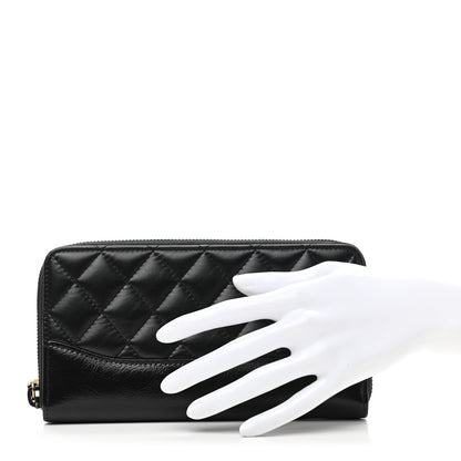 Chanel Aged Calfskin Quilted Large Gabrielle Zip Around Wallet Black 2 of 8