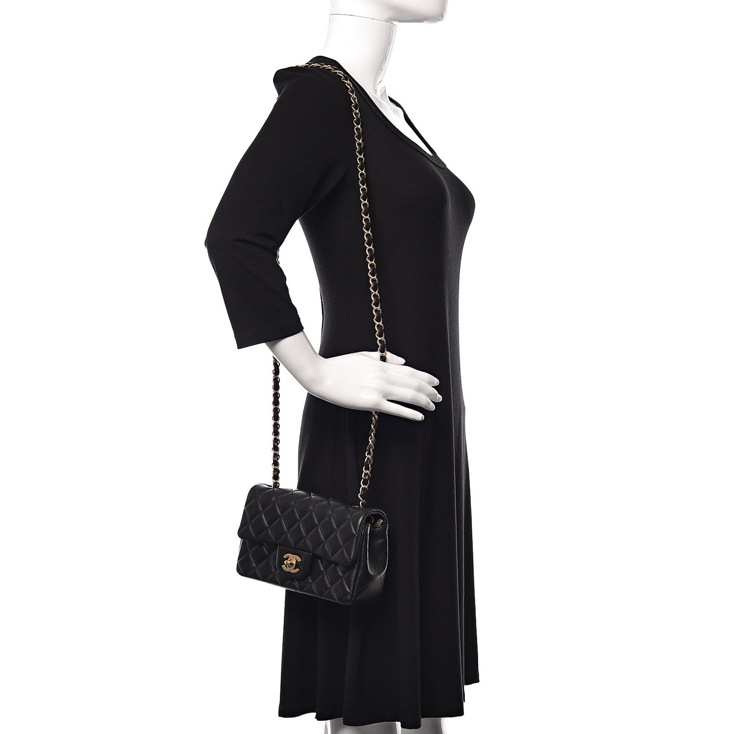 Lambskin Quilted Mini Rectangular Flap Black