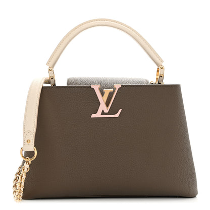 Louis Vuitton Taurillon Capucines MM Smokey Brown Green Creme Pink 1 of 9